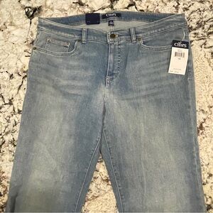 Chaps Madden Straight Womens Jeans Sz 14 Tall Slimming Fit Stretchy Blue Denim